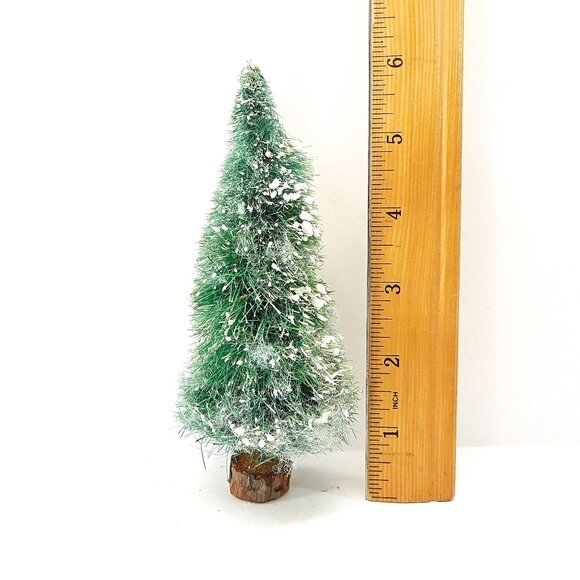 Set Of 46 Vintage Bottle Brush Trees Flocked Various Bases 2 - 6" - Picture 5 of 8